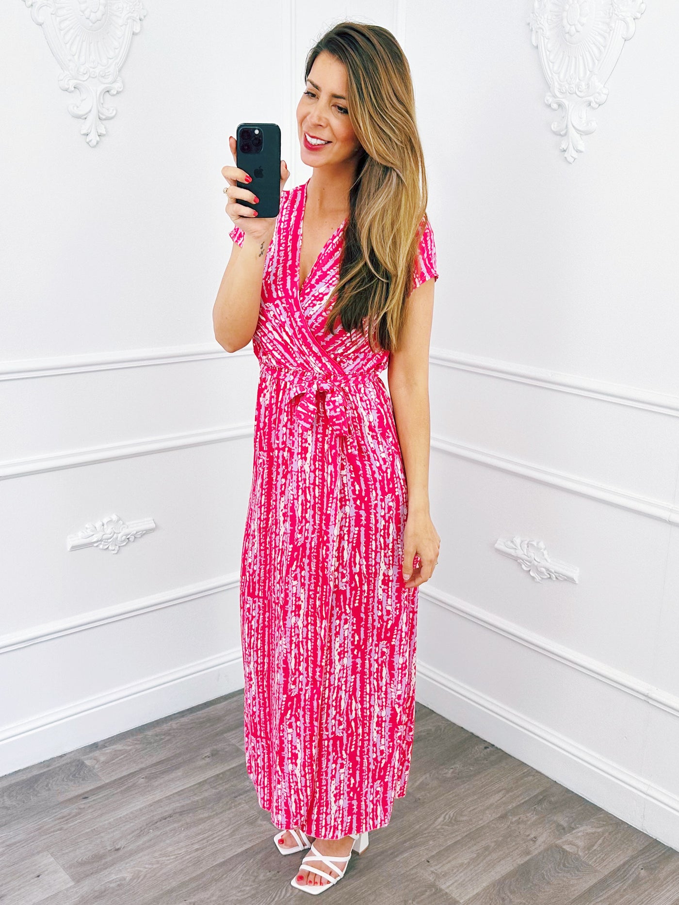 Maxi Stripe Dress Fuchsia