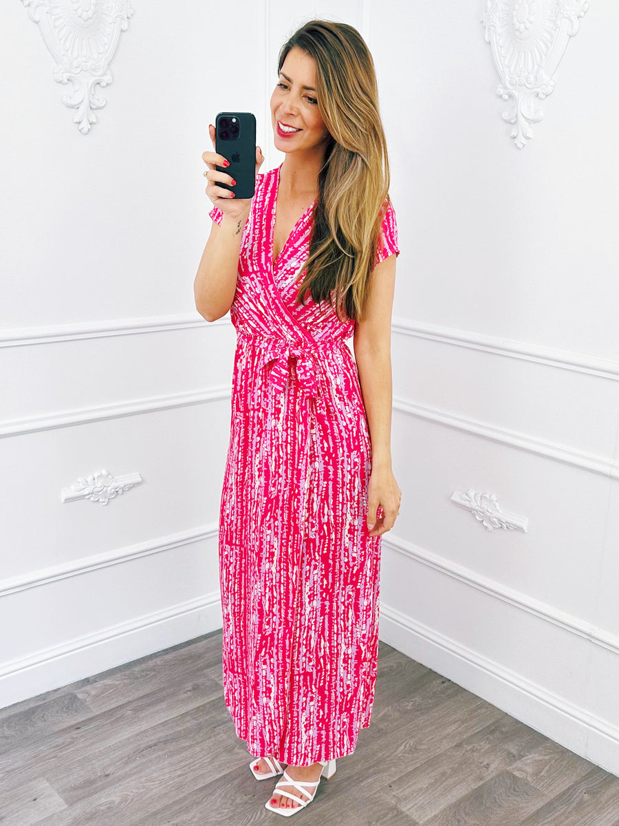 Robe Maxi Rayure Fuchsia