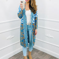 Flower Fringe Vest Blauw