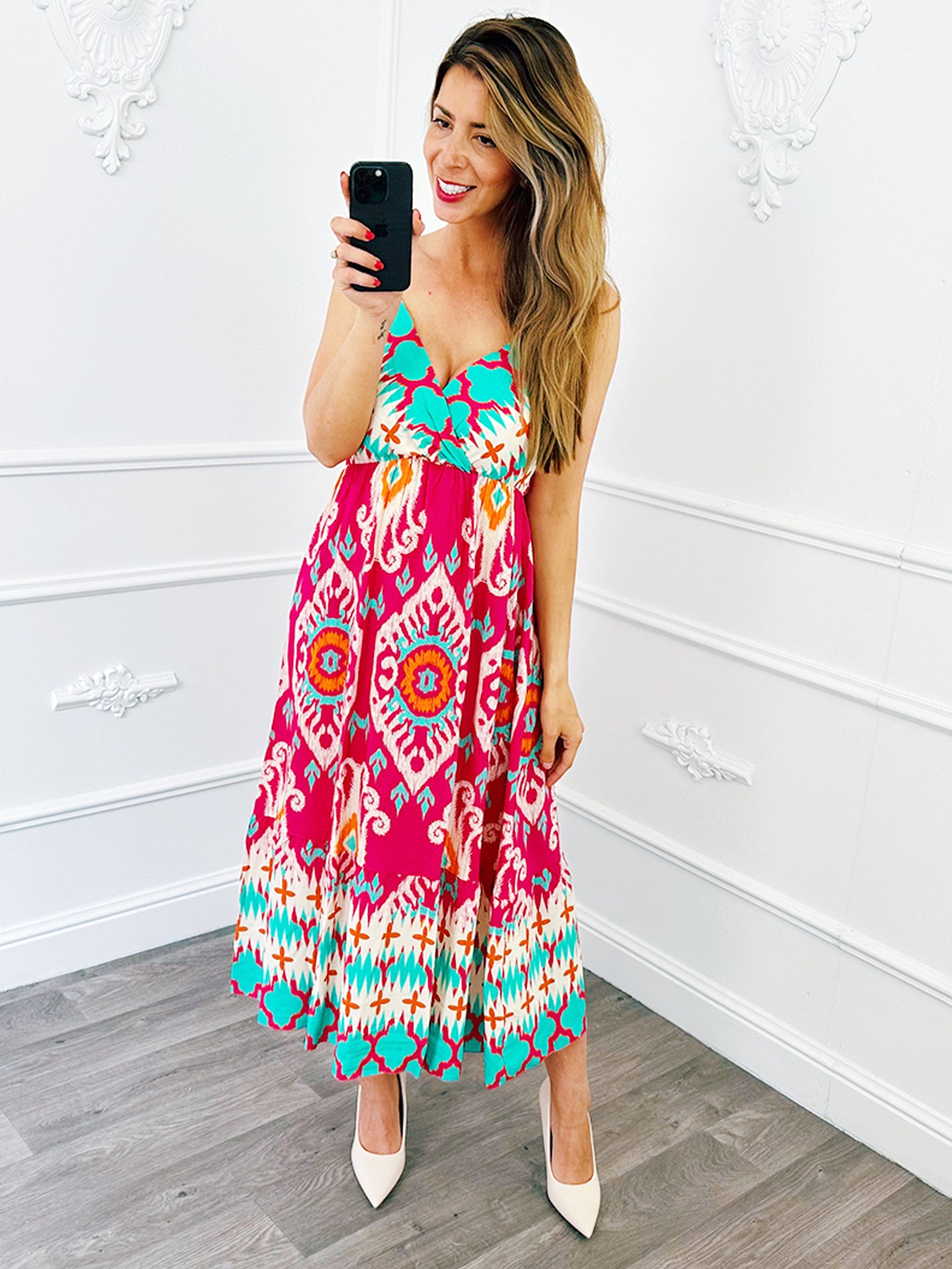 Summer Spaghetti Jurk Fuchsia
