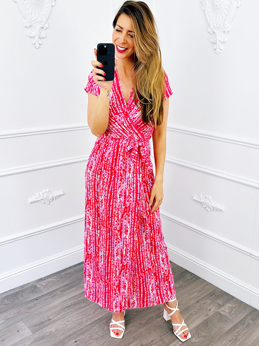 Robe Maxi Rayure Fuchsia