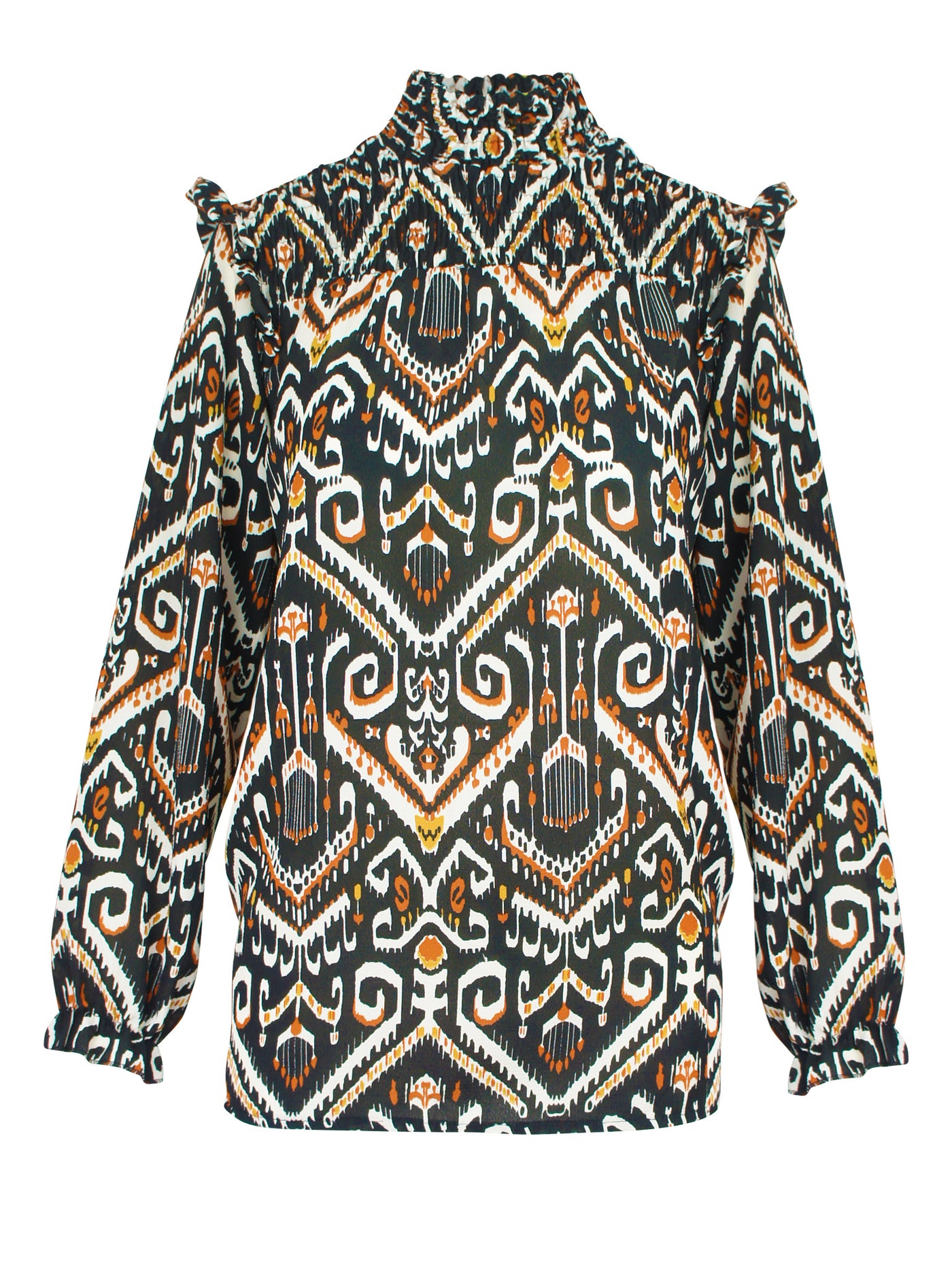 Barok Col Blouse Zwart