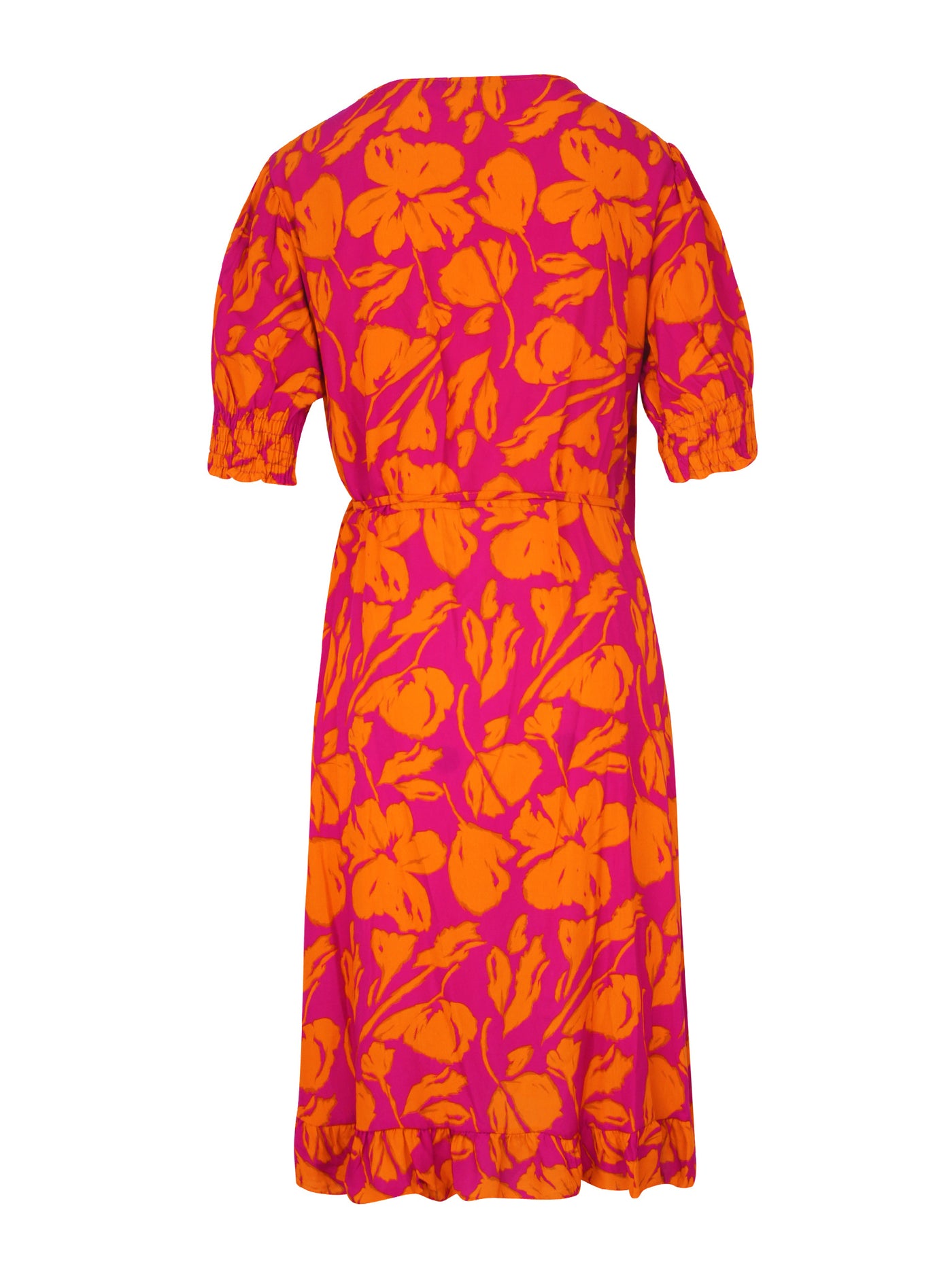Bloem Wikkel Jurk Fuchsia
