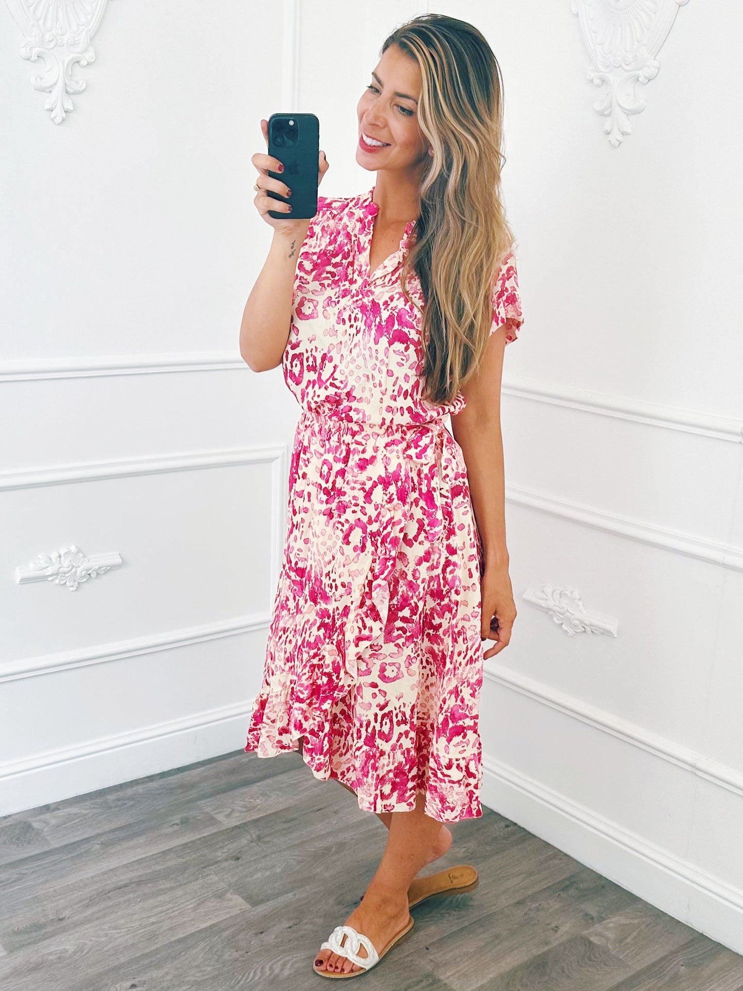 Blouse V Hals Fuchsia - BlushFashionstore