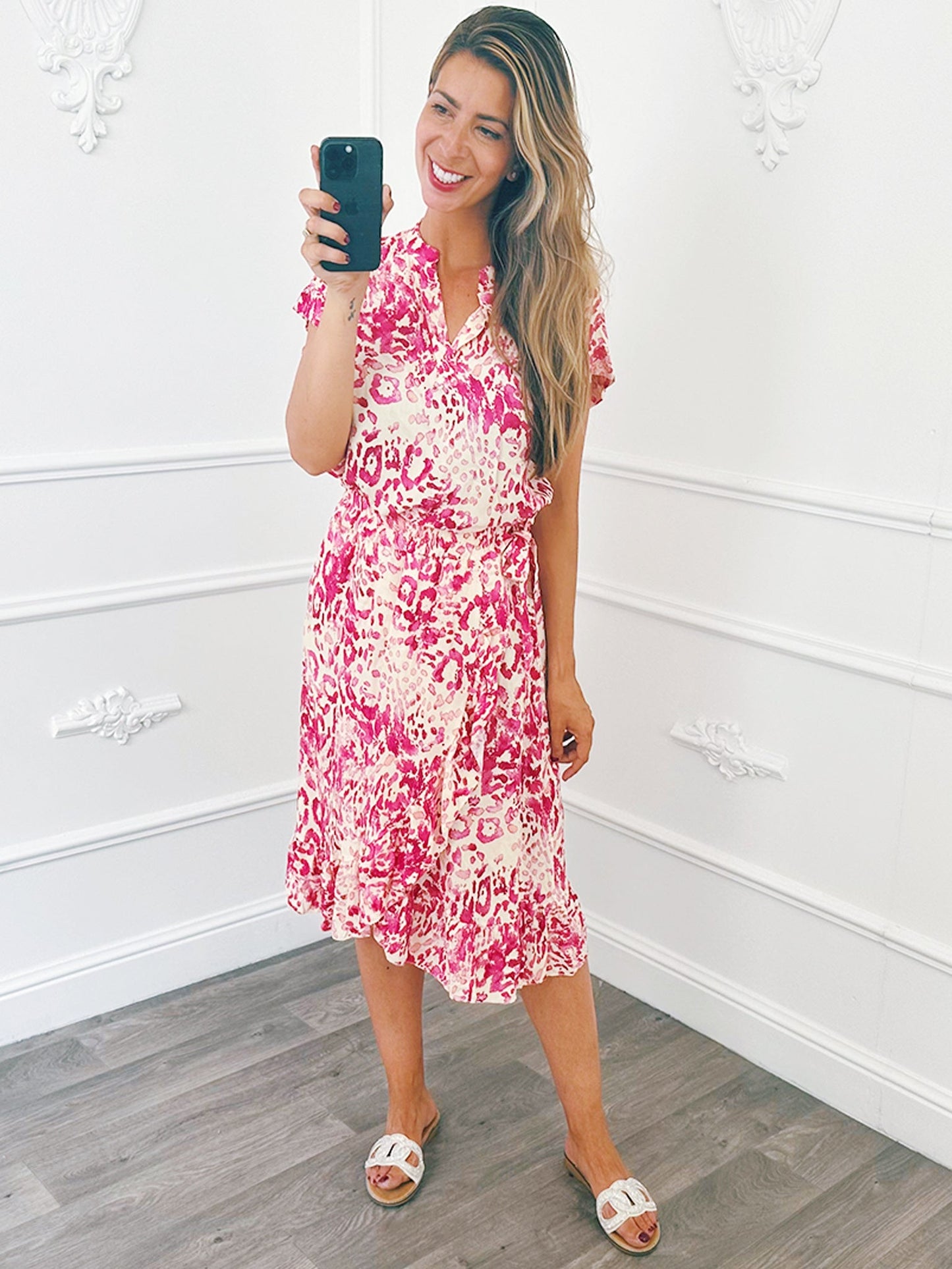 Blouse V Hals Fuchsia - BlushFashionstore