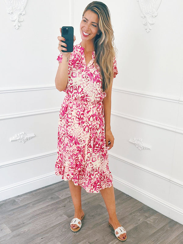 Blouse V Hals Fuchsia - BlushFashionstore