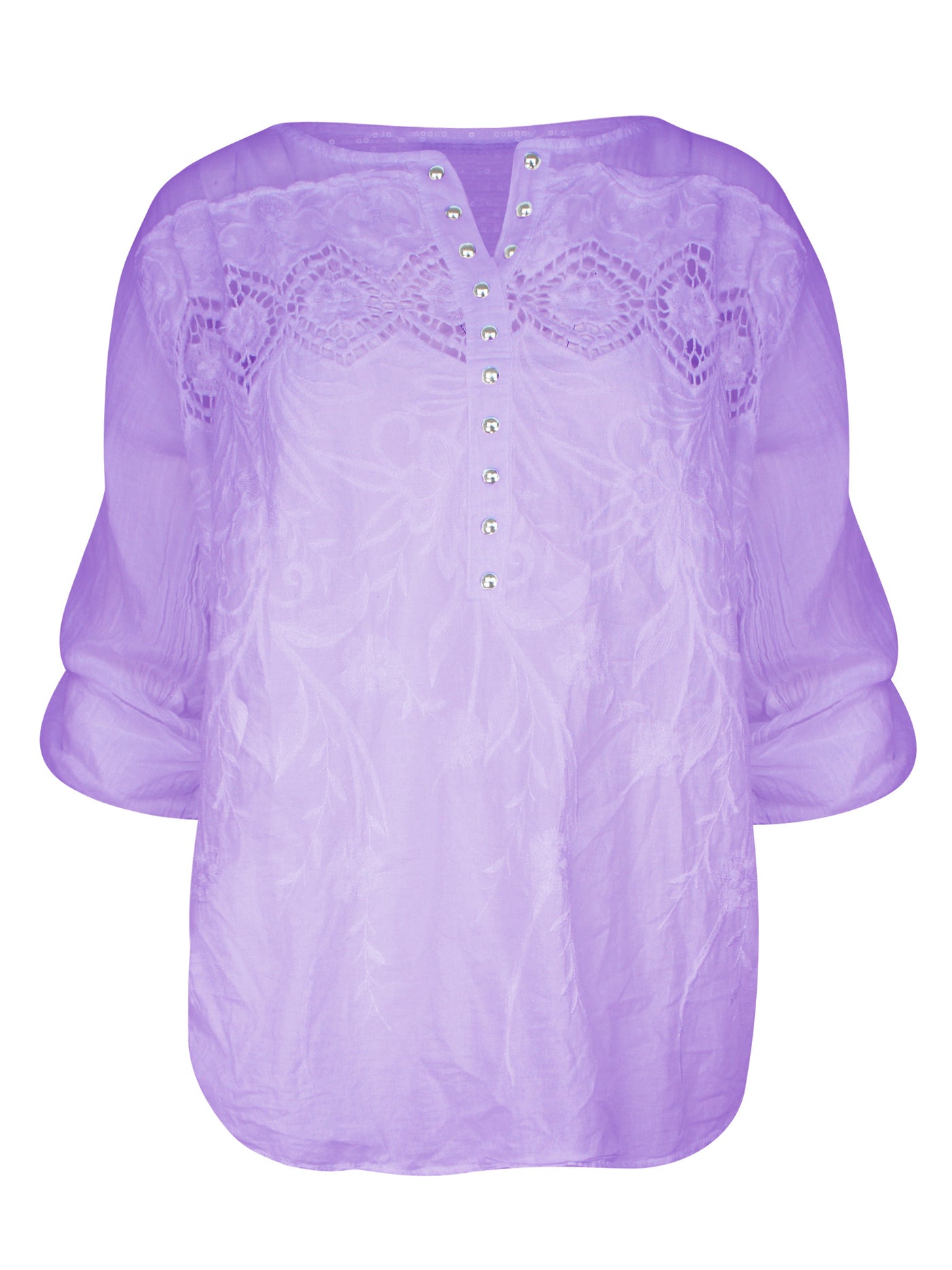 Embroider Cotton Top Lilac