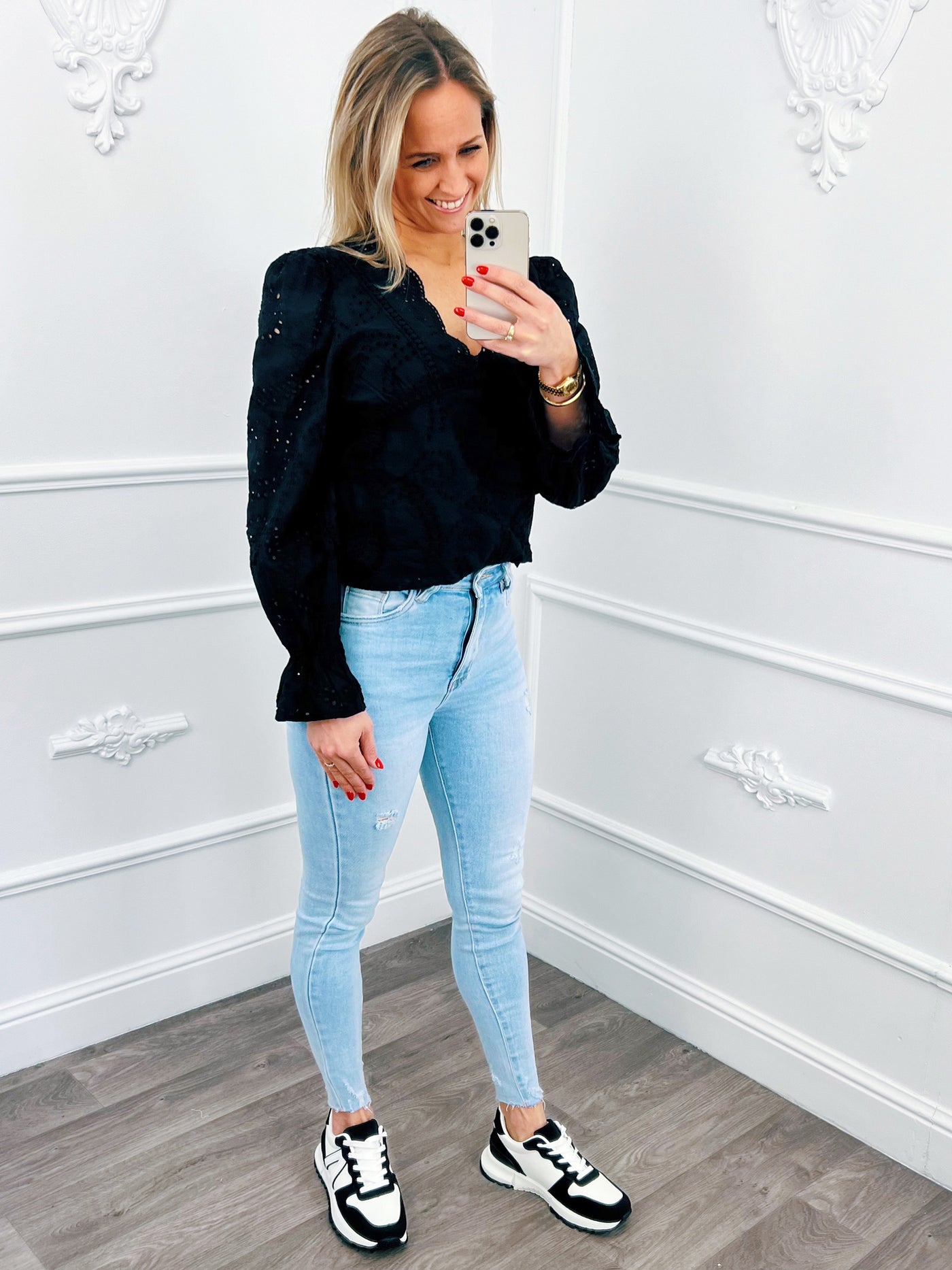 Broderie Blouse Zwart