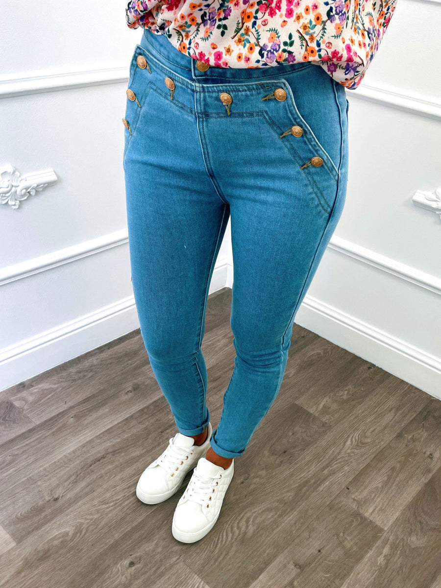 Button Jeans Blauw