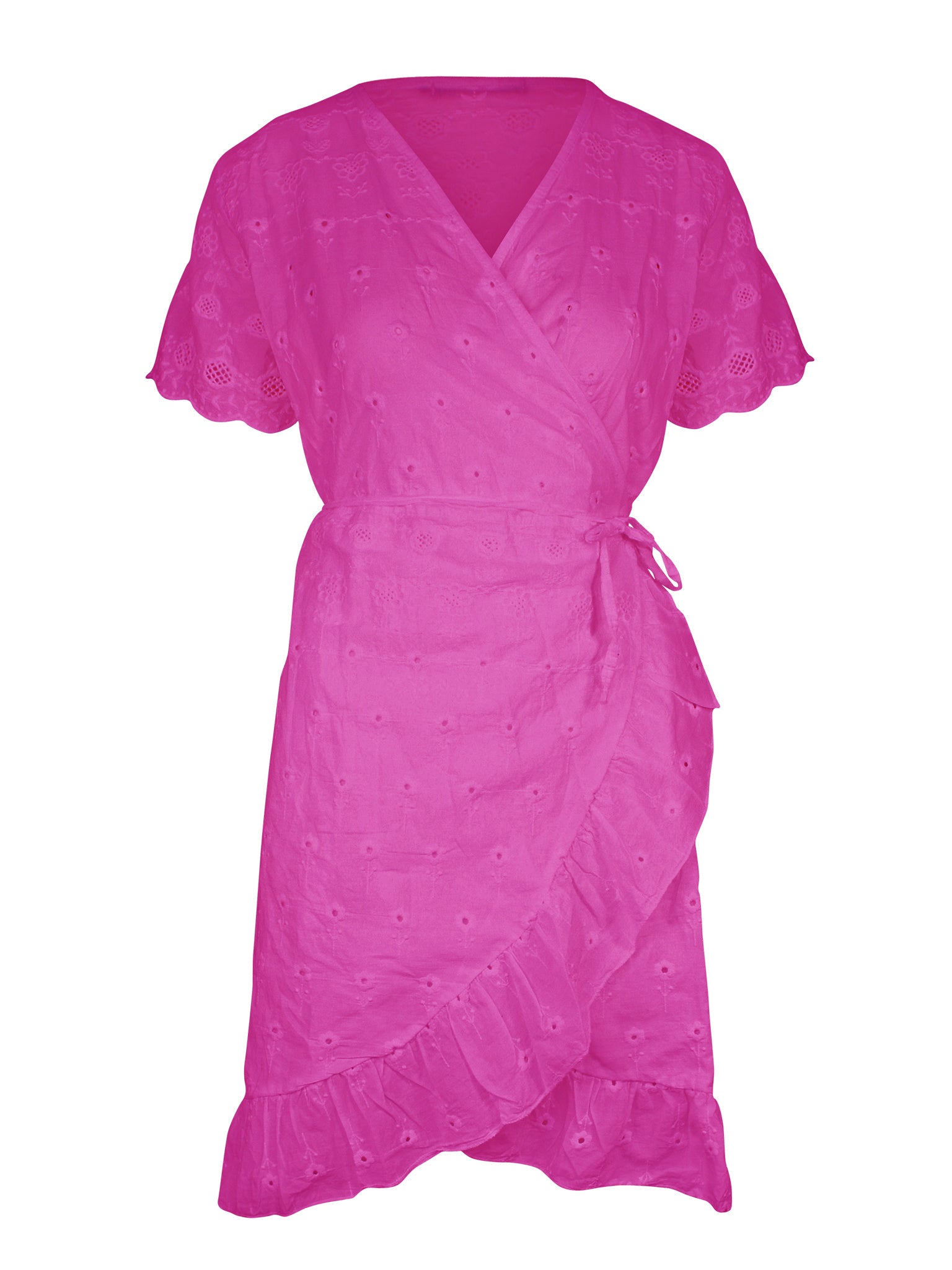 Coton Wikkel Jurk Fuchsia