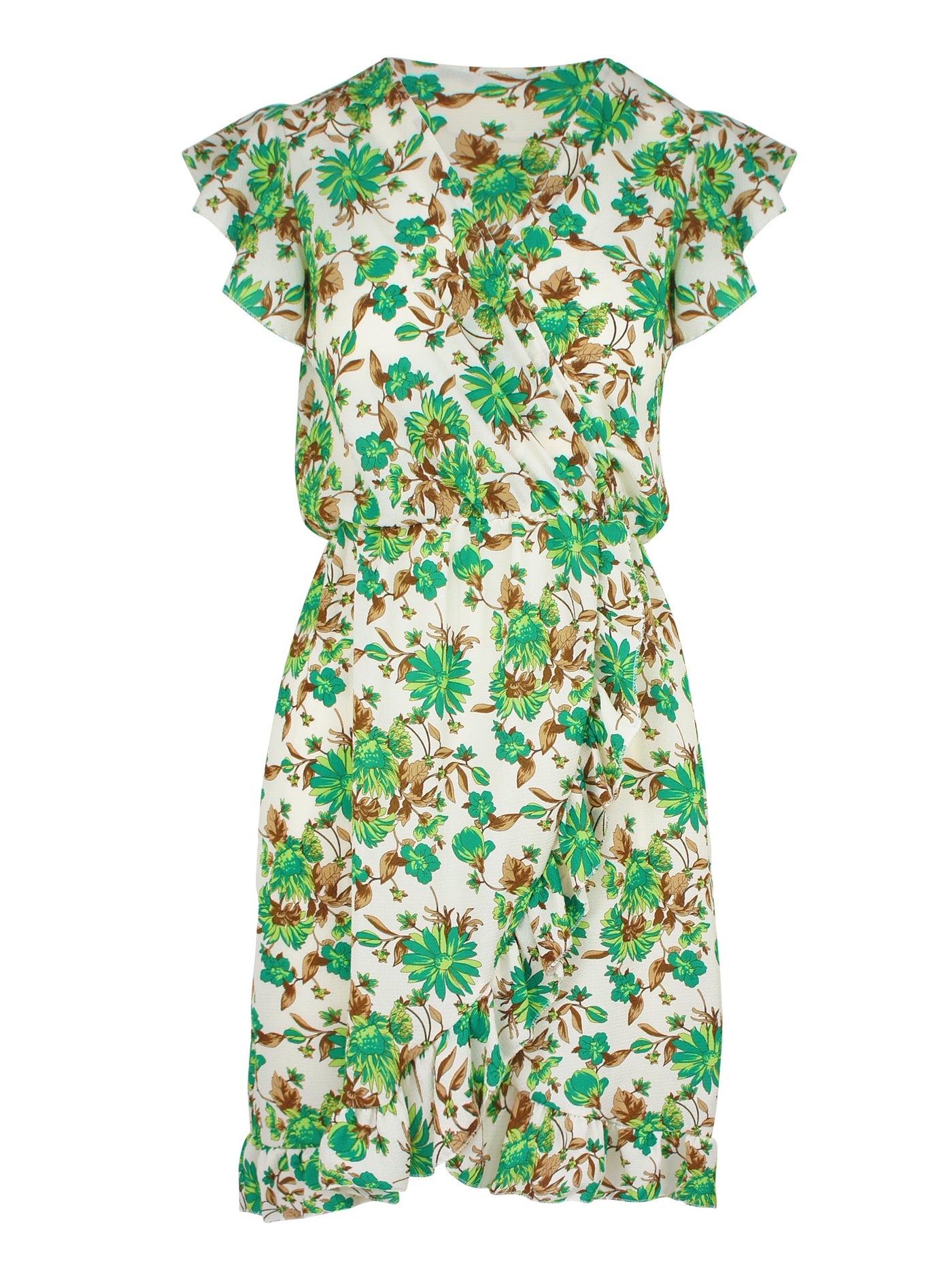 Robe Portefeuille Fleurs Vert