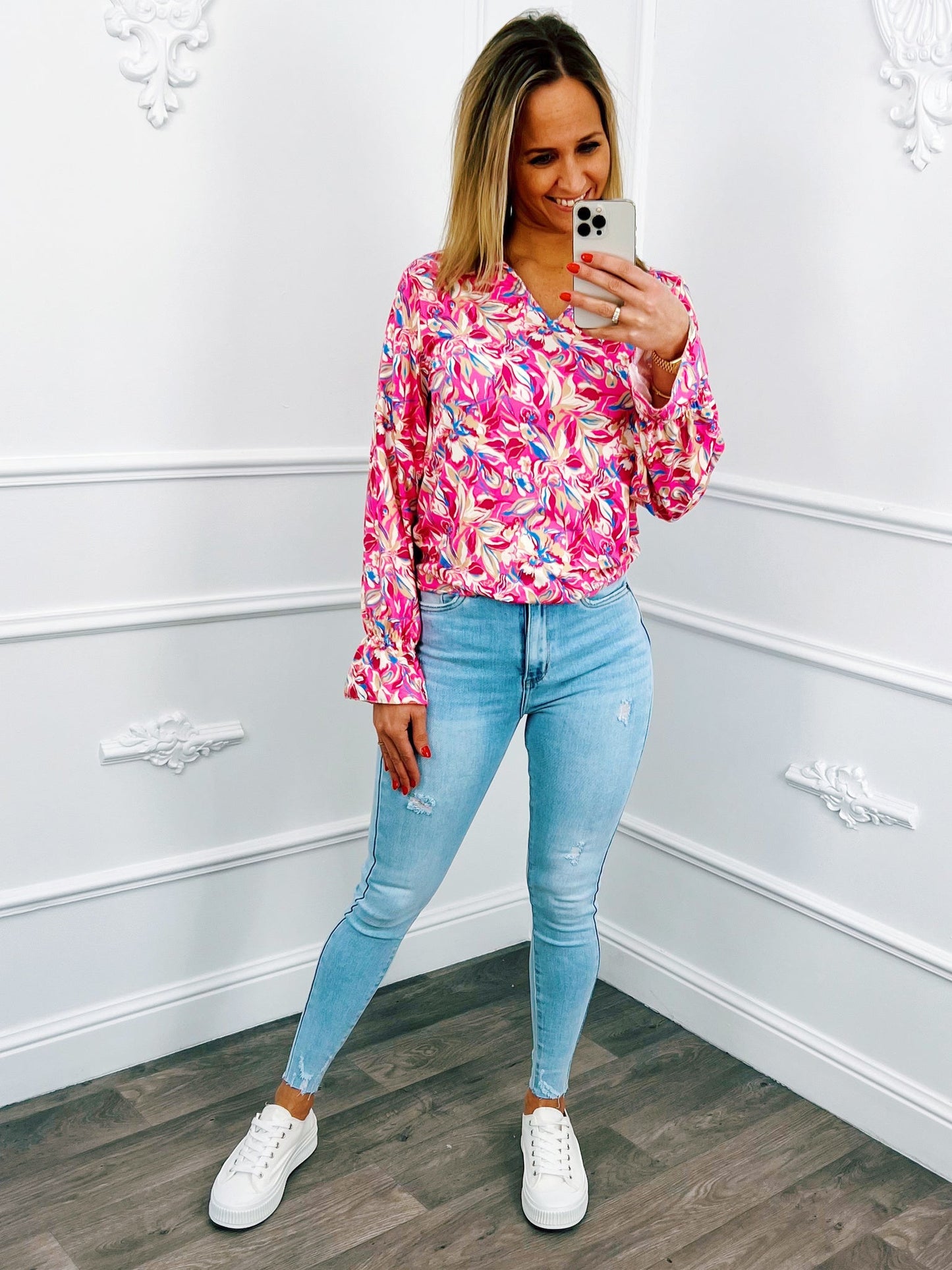 Flower Stretch Top Fuchsia - BlushFashionstore