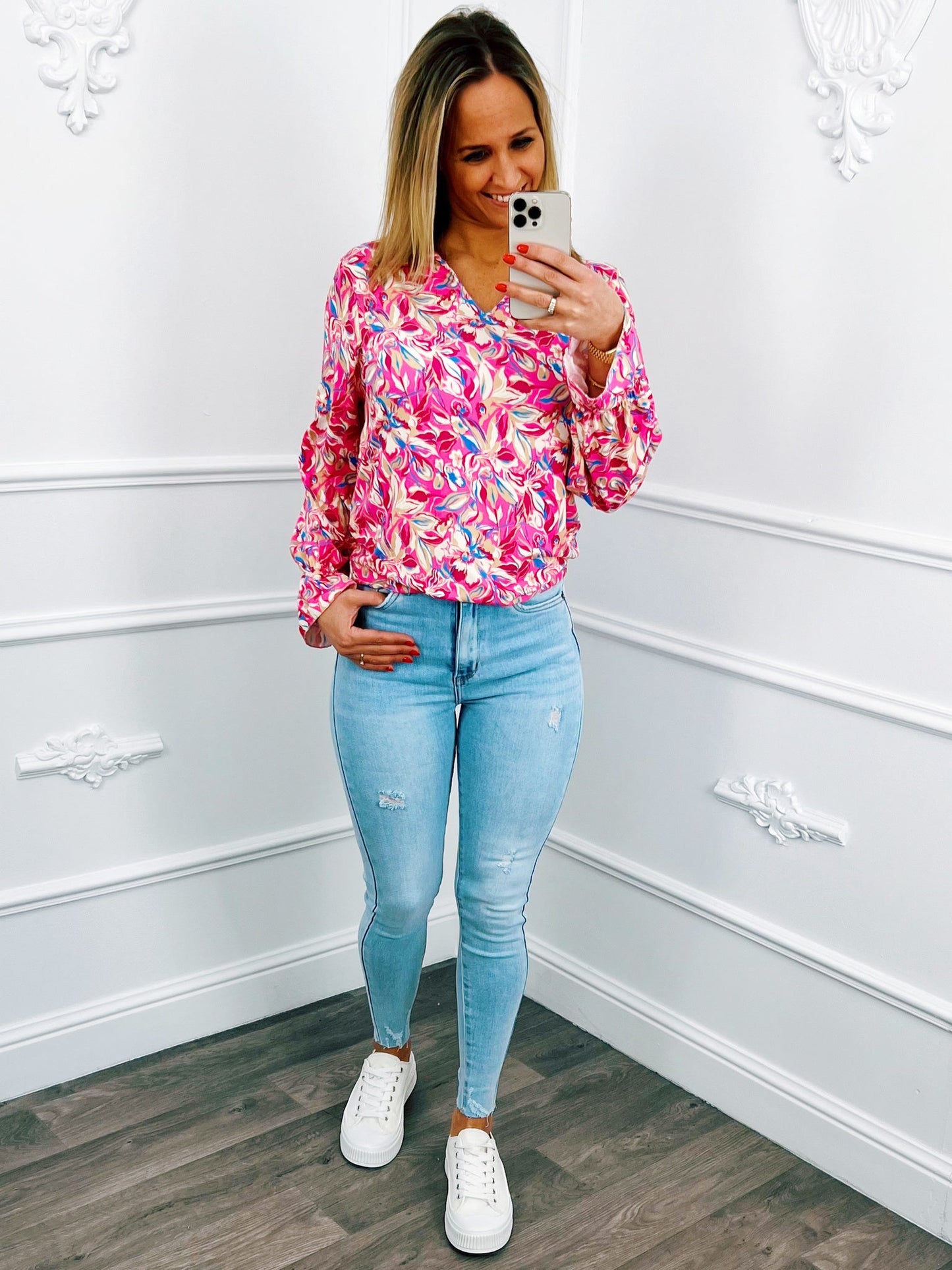 Flower Stretch Top Fuchsia - BlushFashionstore