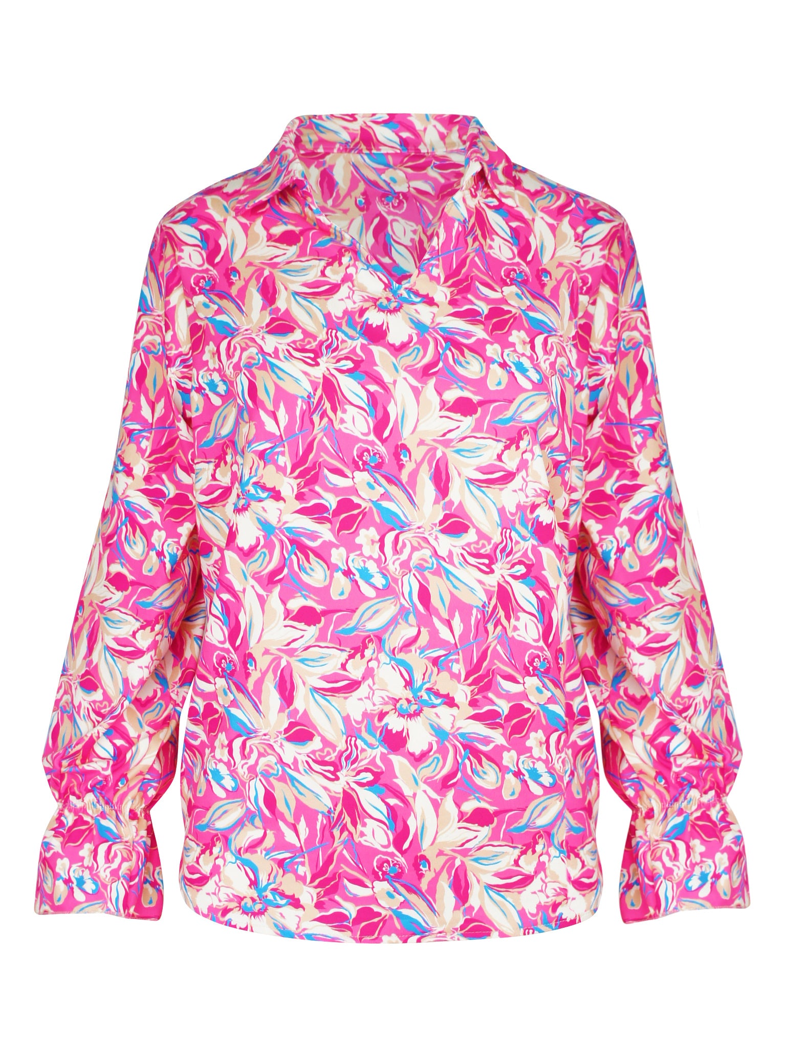 Flower Stretch Top Fuchsia