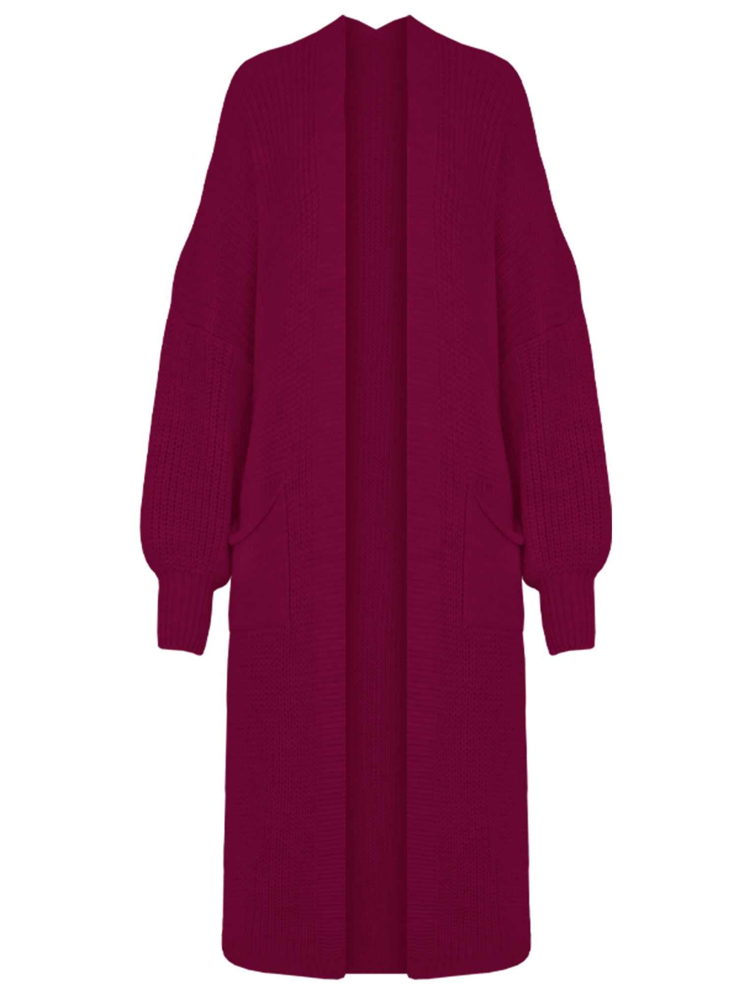 Gebreid Maxi Vest Aubergine