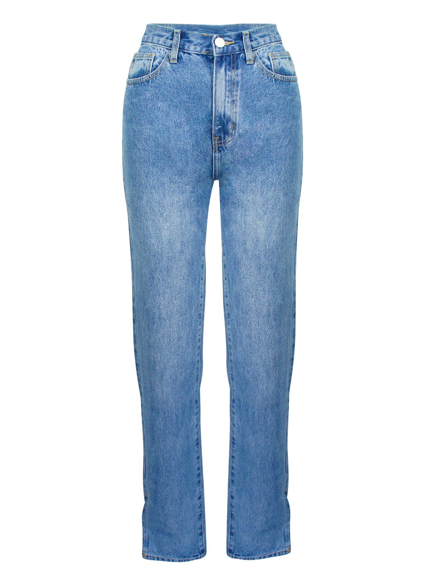 Jean droit taille haute fendu