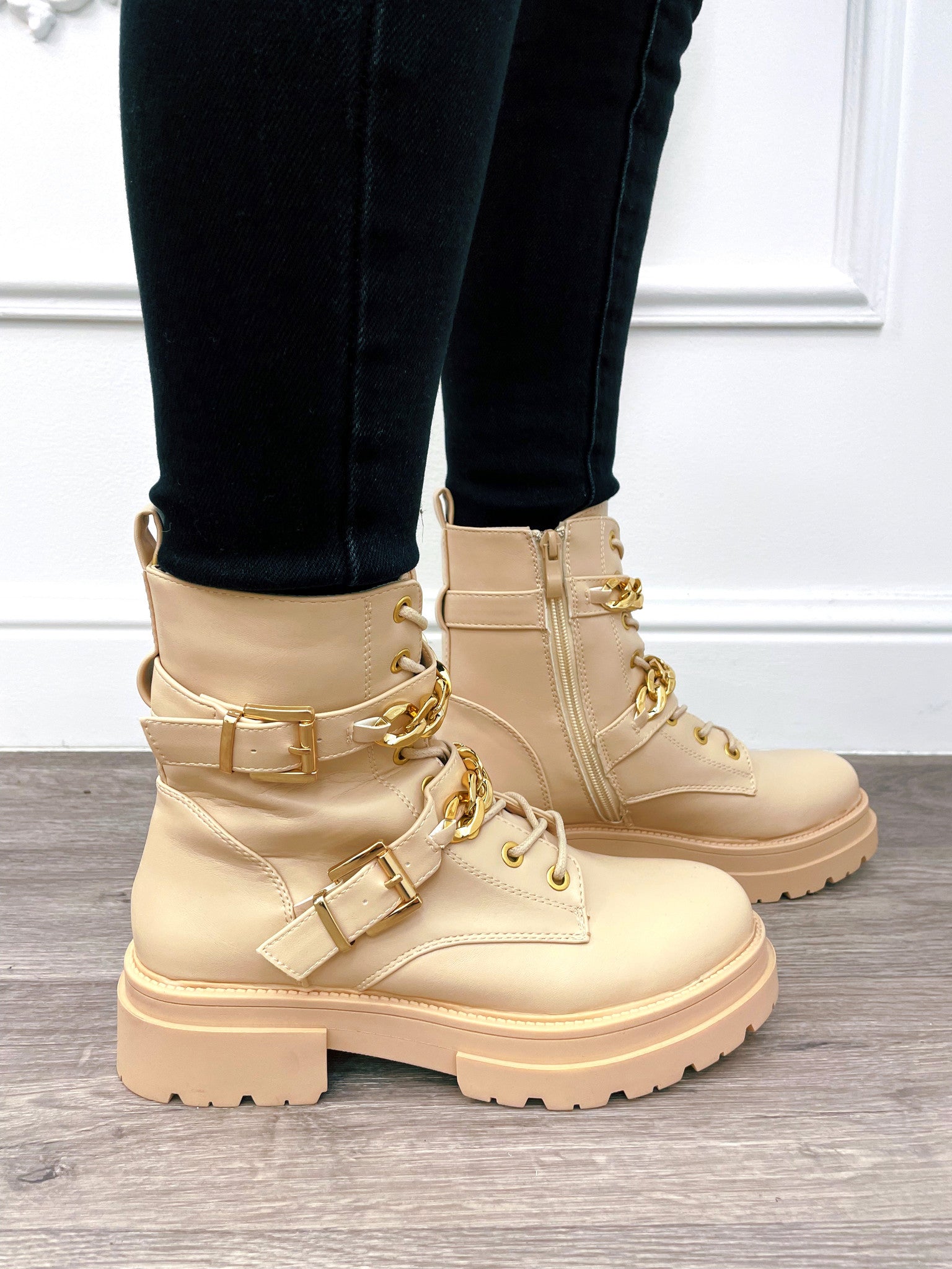 Bottines Chaînes Beige
