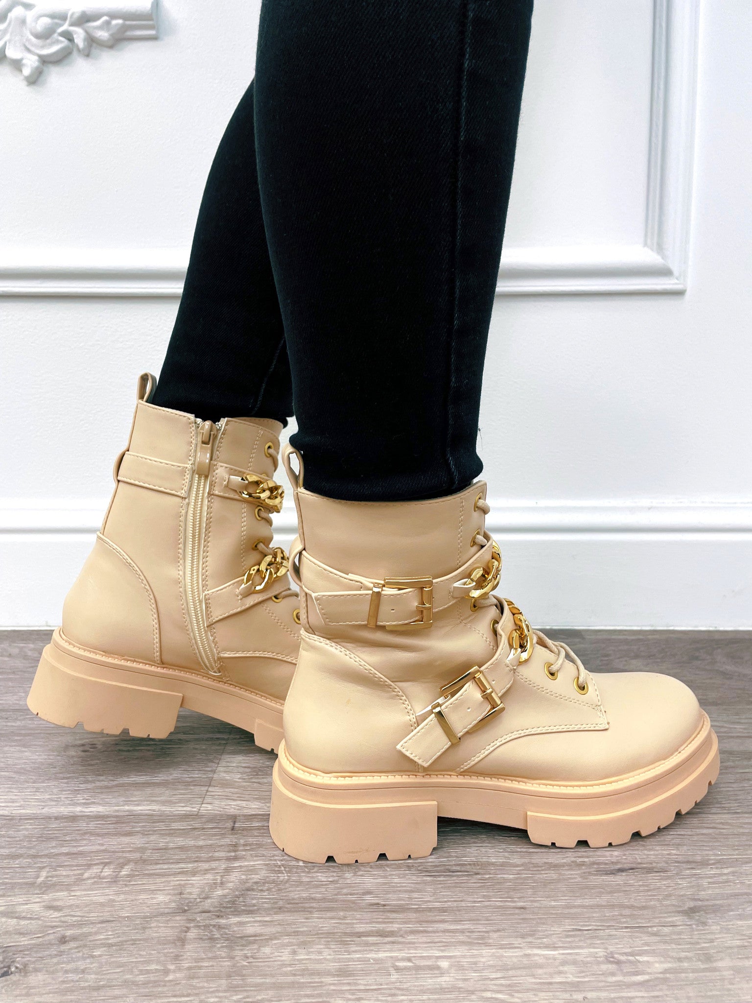 Bottines Chaînes Beige