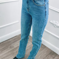 High Straight Split Jeans