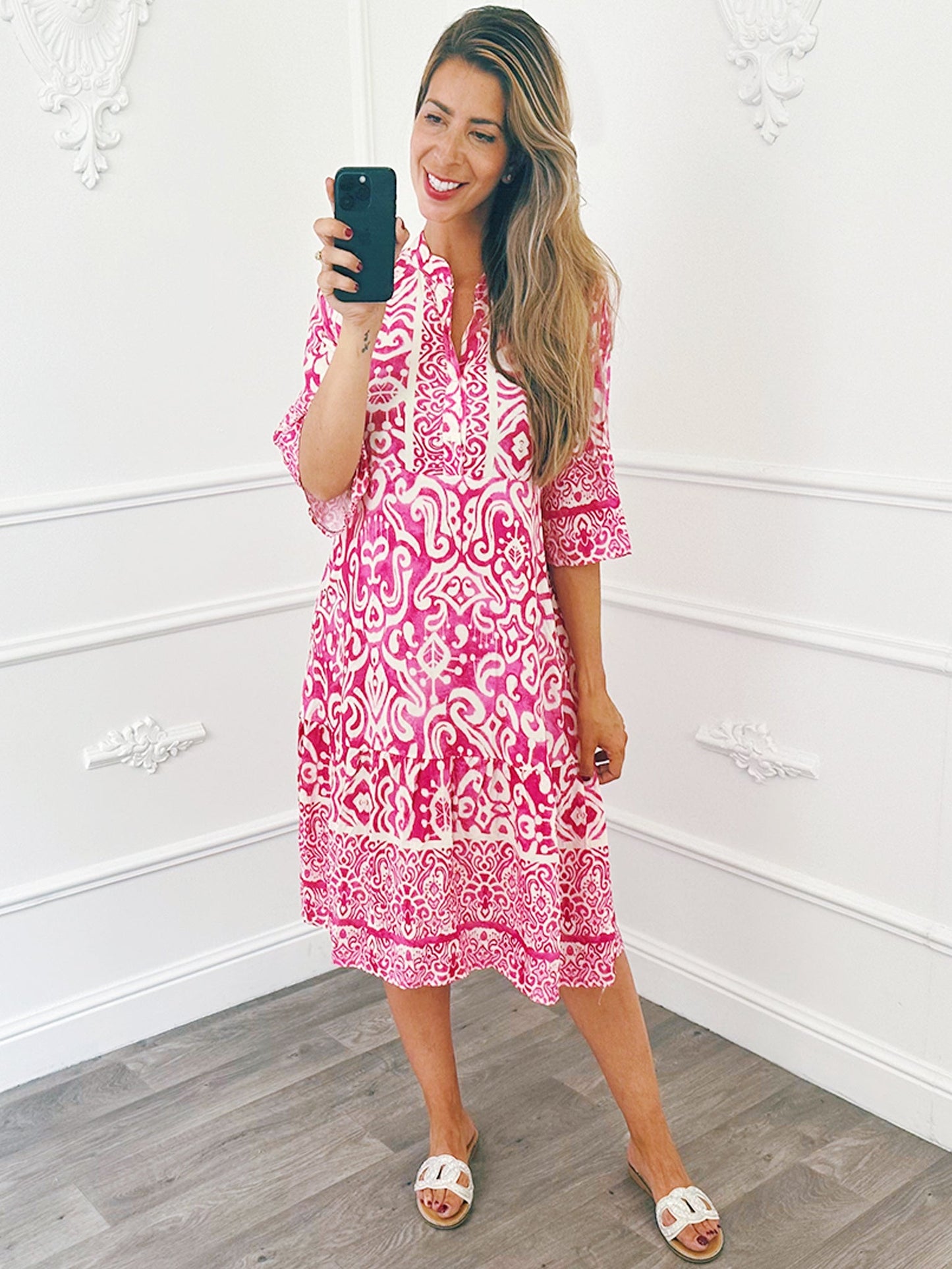 Jurk Barok Ruffel Fuchsia - BlushFashionstore