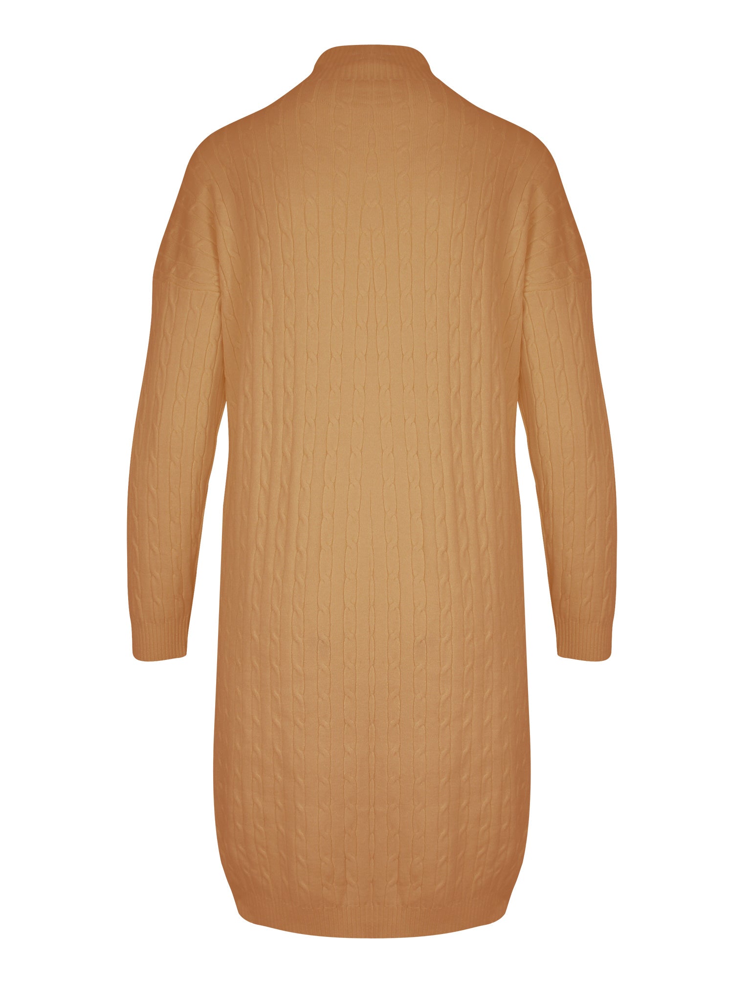 Cable Turtleneck Dress Camel