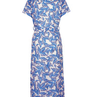 Robe Chemisier Feuille Longue Cobalt