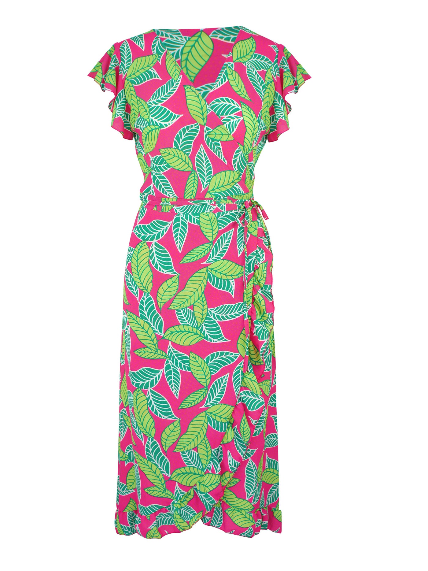 Robe Portefeuille Feuille Fuchsia