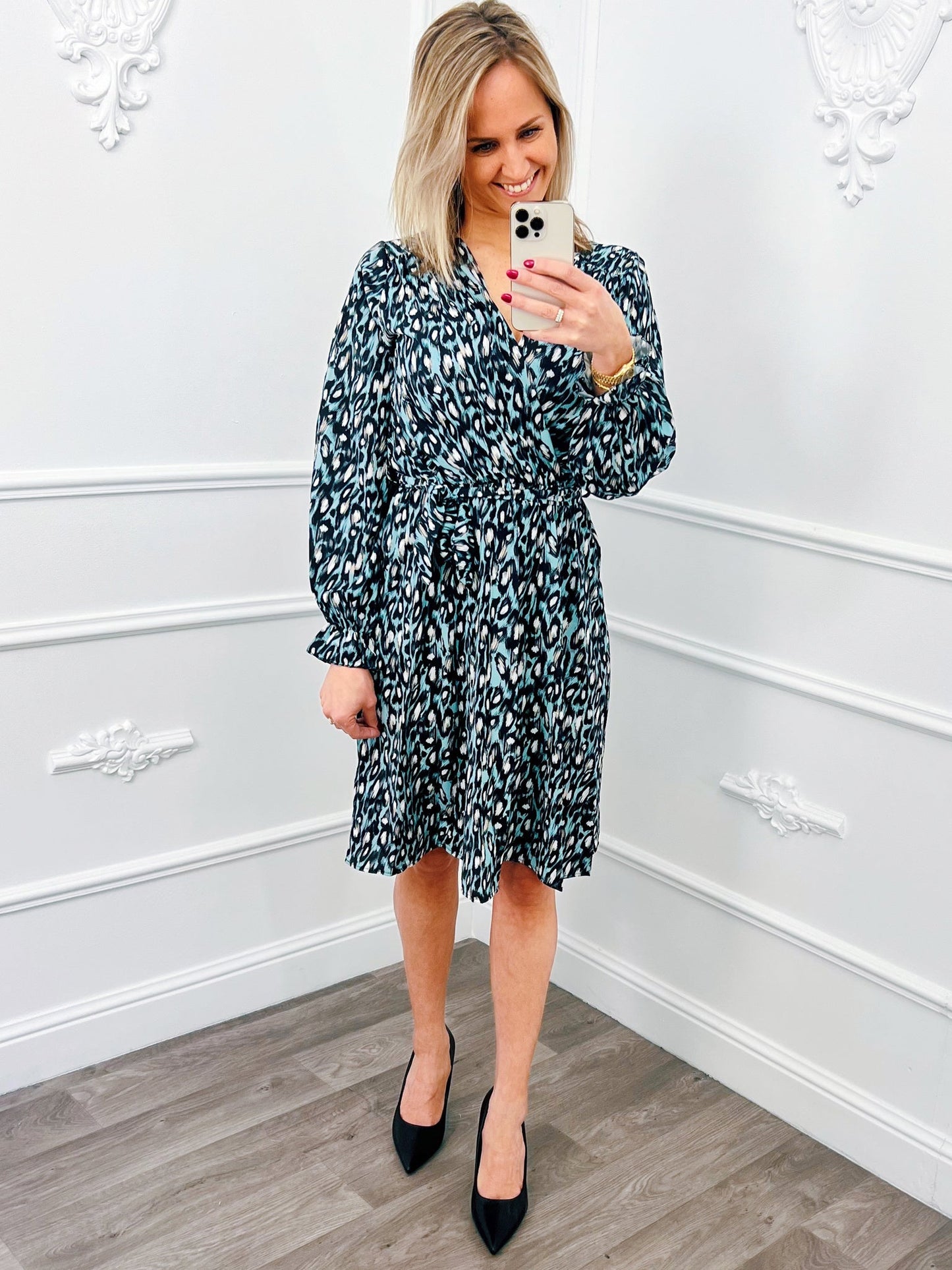Leopard Overslag Jurk Groen - BlushFashionstore