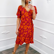 Bloem Wikkel Jurk Fuchsia