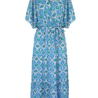 Motief Jurk Lang Blauw