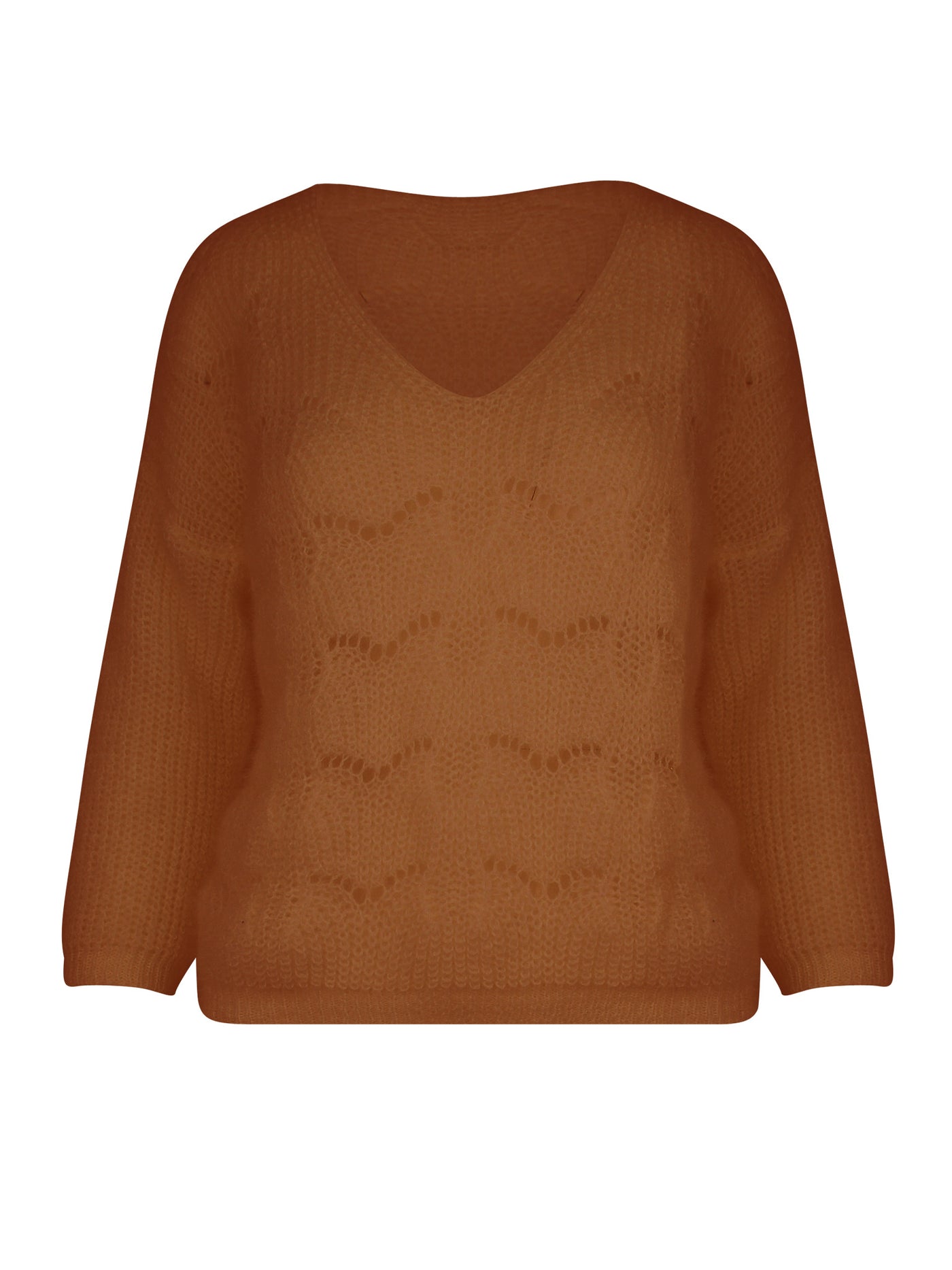 Pull Maille Ouvert Camel