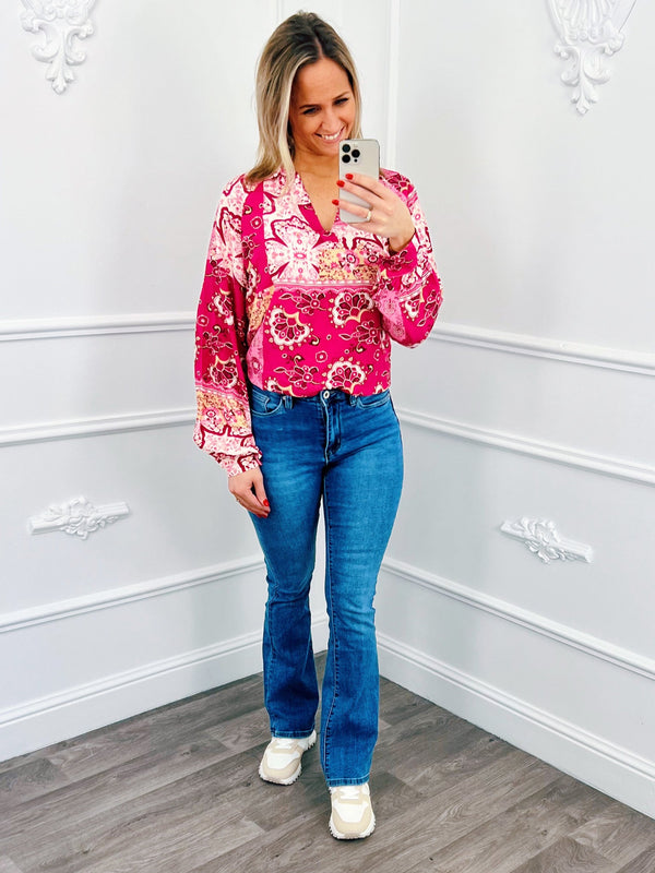 Paisley Blouse Top Fuchsia - BlushFashionstore