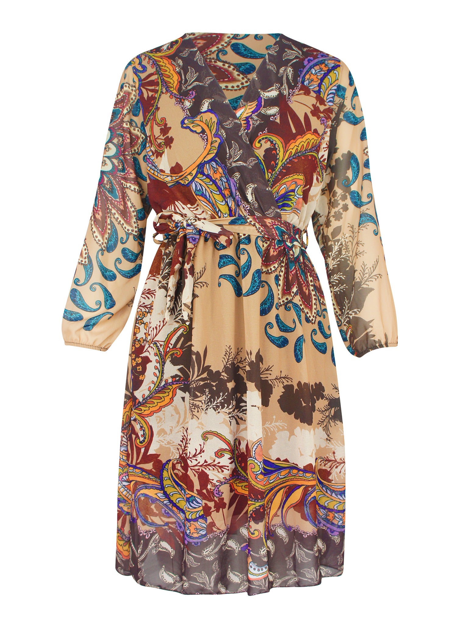 Paisley Print Dress Brown