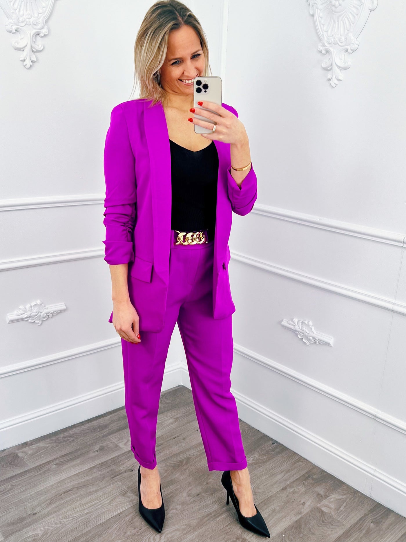 Plooi Blazer Aubergine
