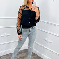 Point Smocked Blouse Zwart