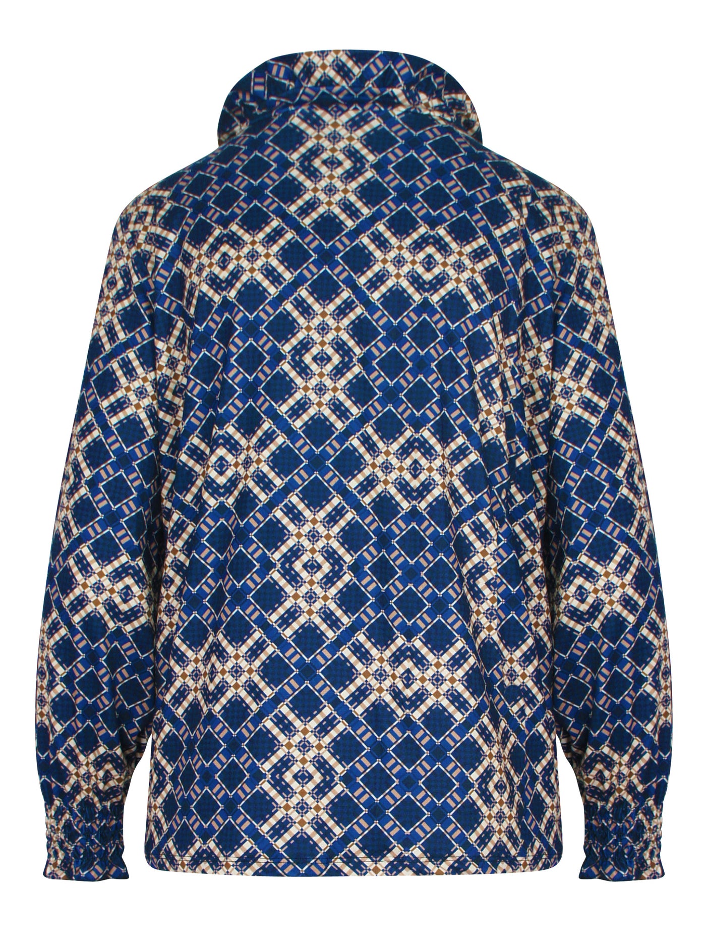 Print Block Stretch Blouse Blauw