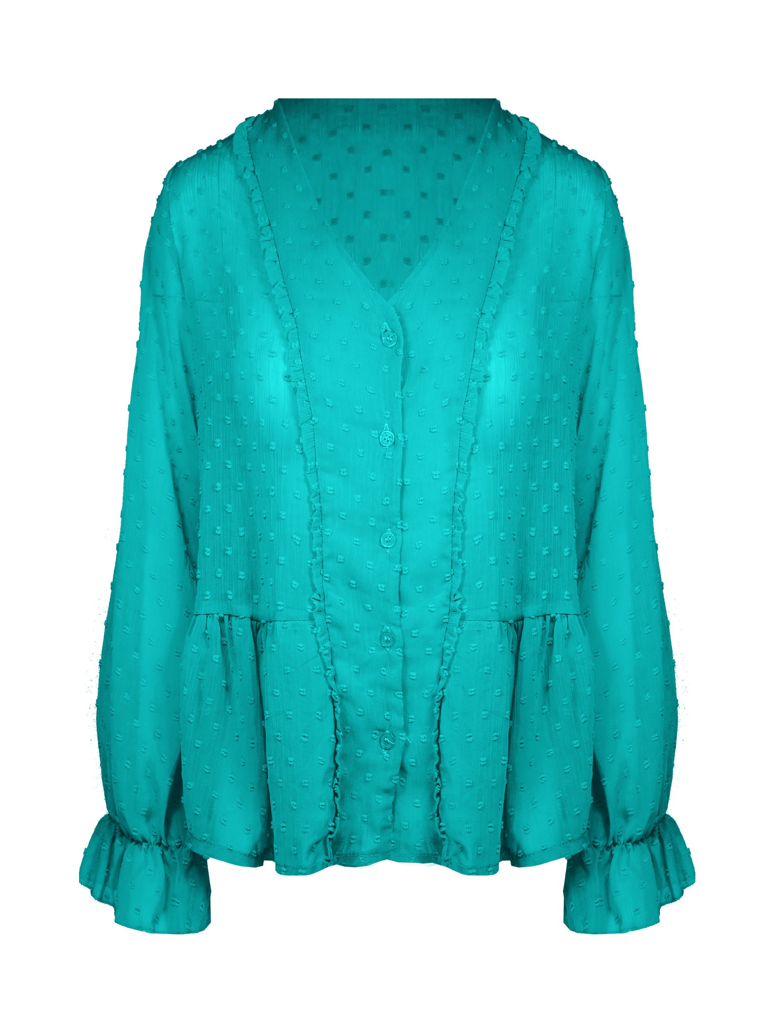 Ruffel Dots Blouse Mint Groen Sale