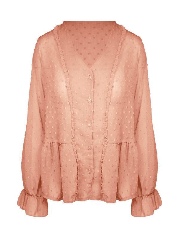 
                    
                      Ruffel Dots Blouse Roze - BlushFashionstore
                    
                  