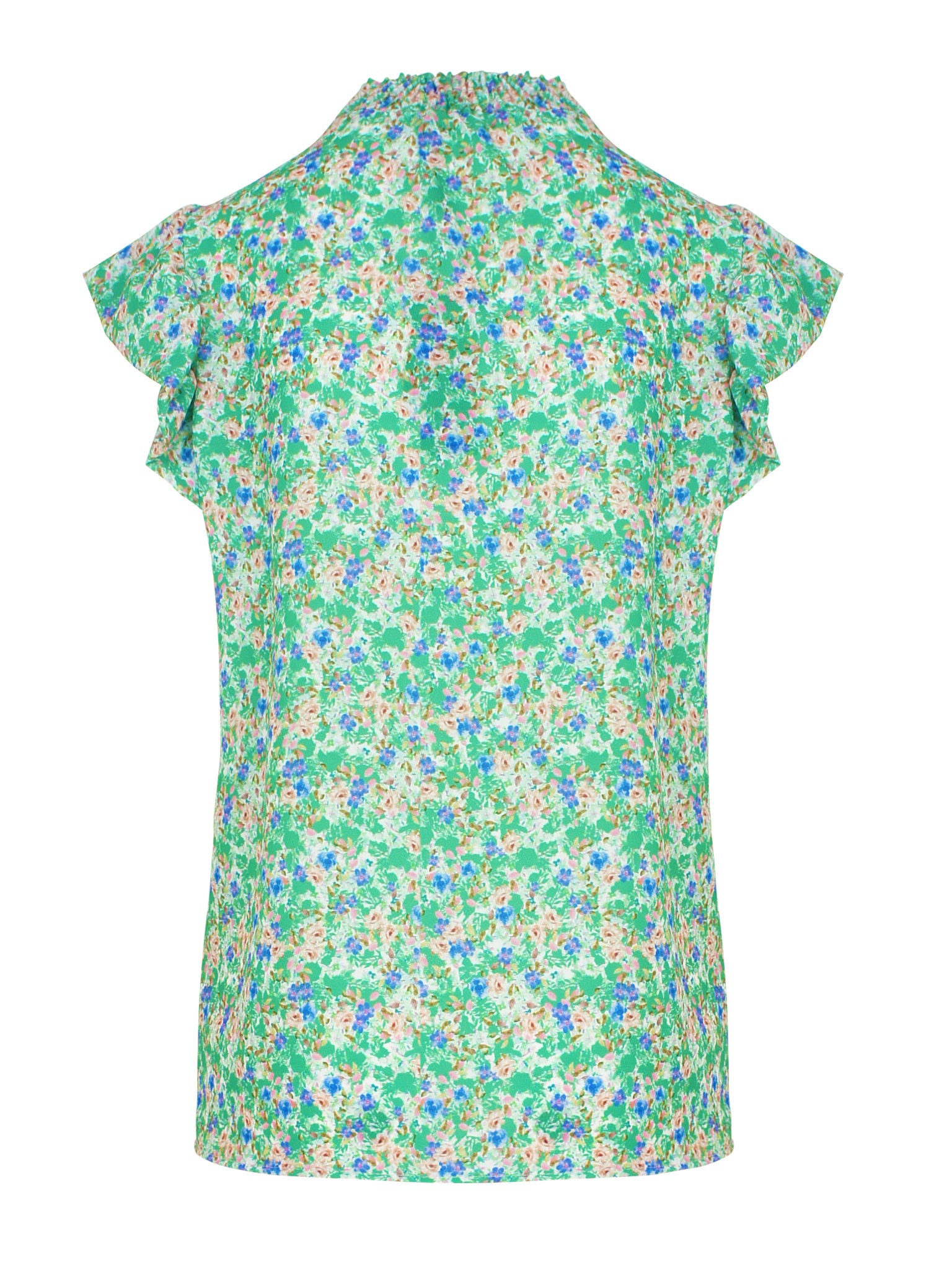 Ruffel Flower Col Top Groen