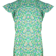 Ruffel Flower Col Top Groen
