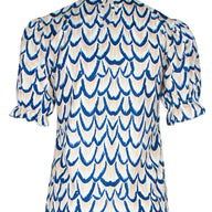 Ruffel Pofmouw Top Leaf Blauw