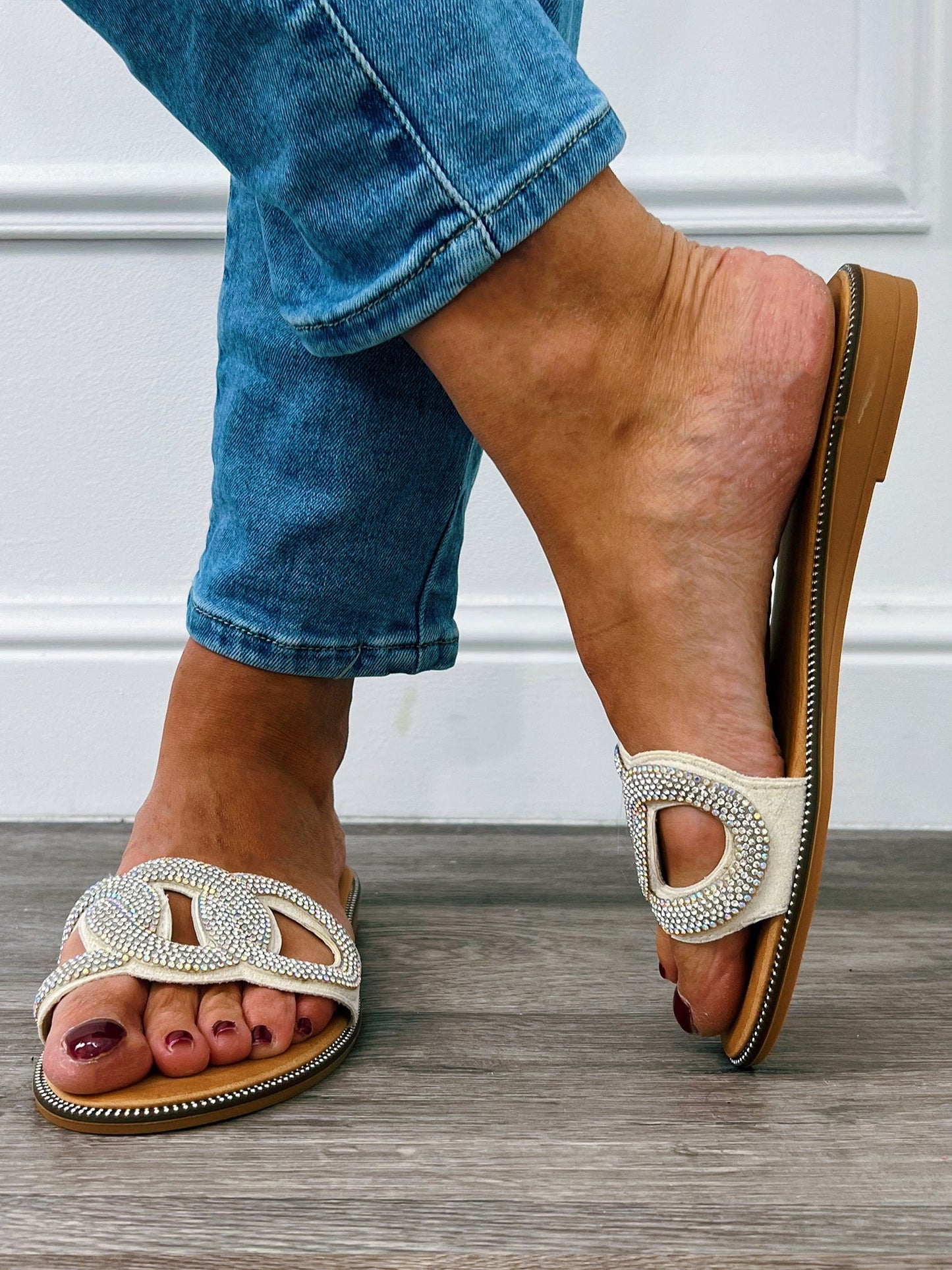 Slippers Shiny Beige - BlushFashionstore