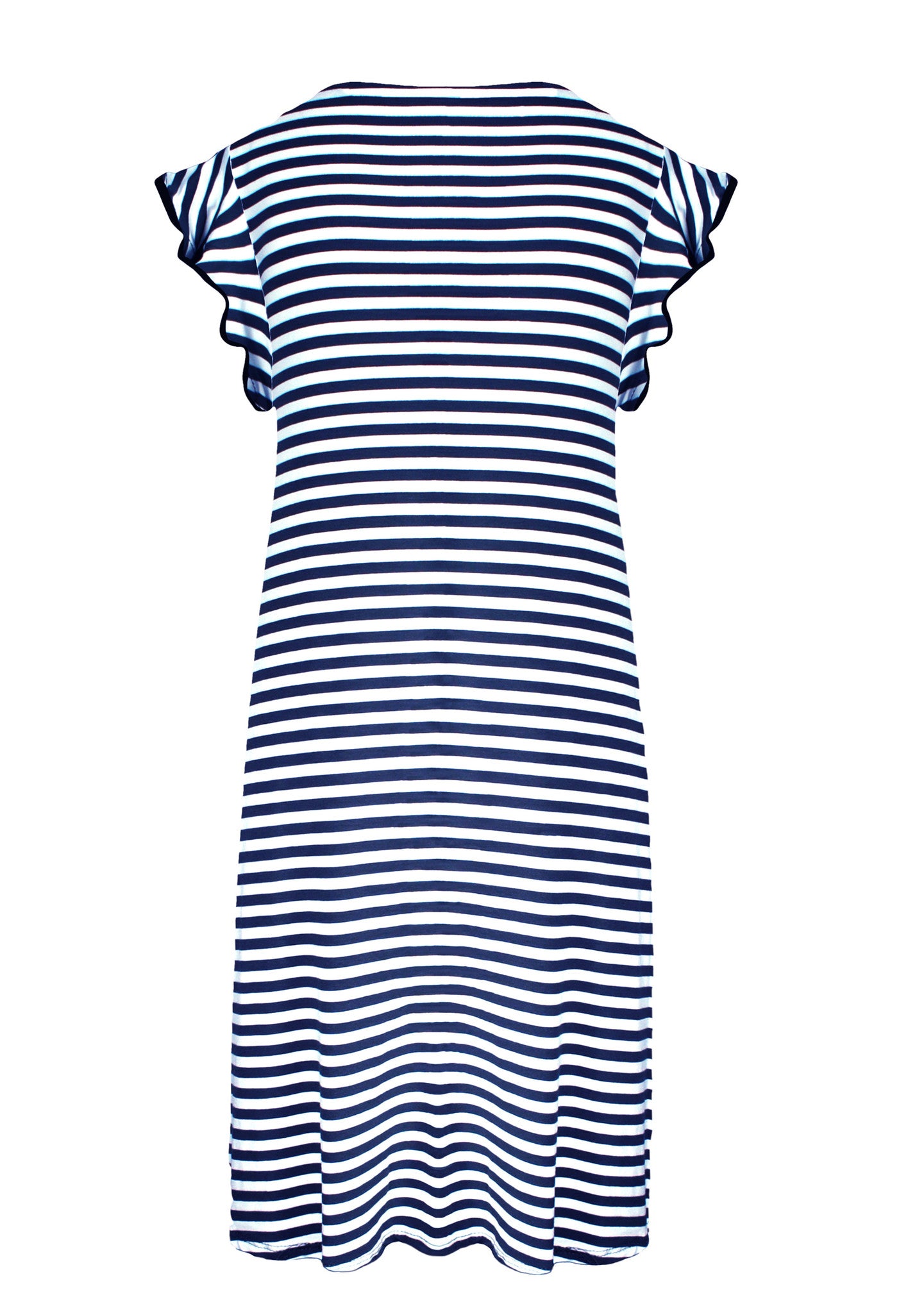 Stripe Ruffle Dress Navy Blue