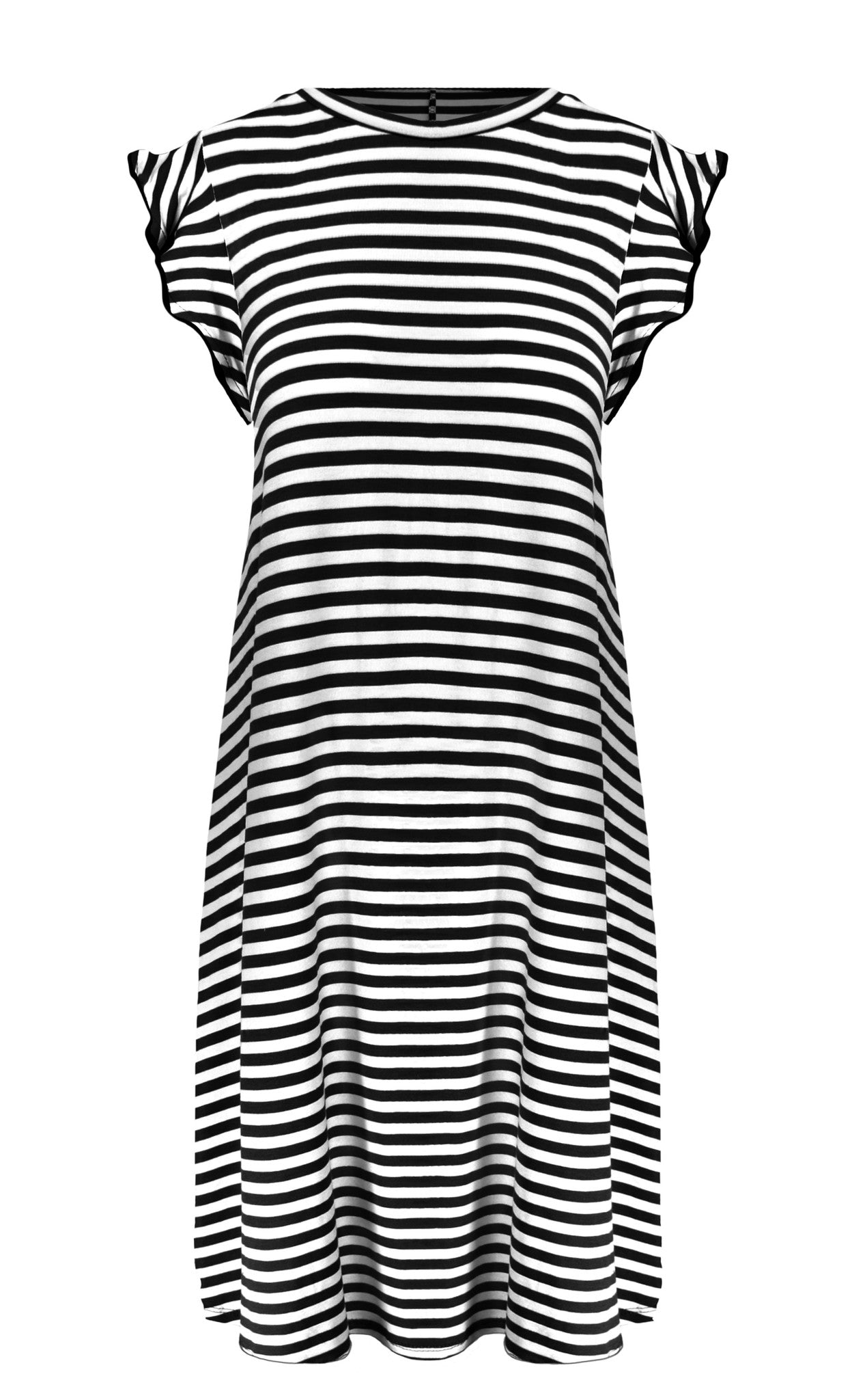 Stripe Ruffle Dress Black