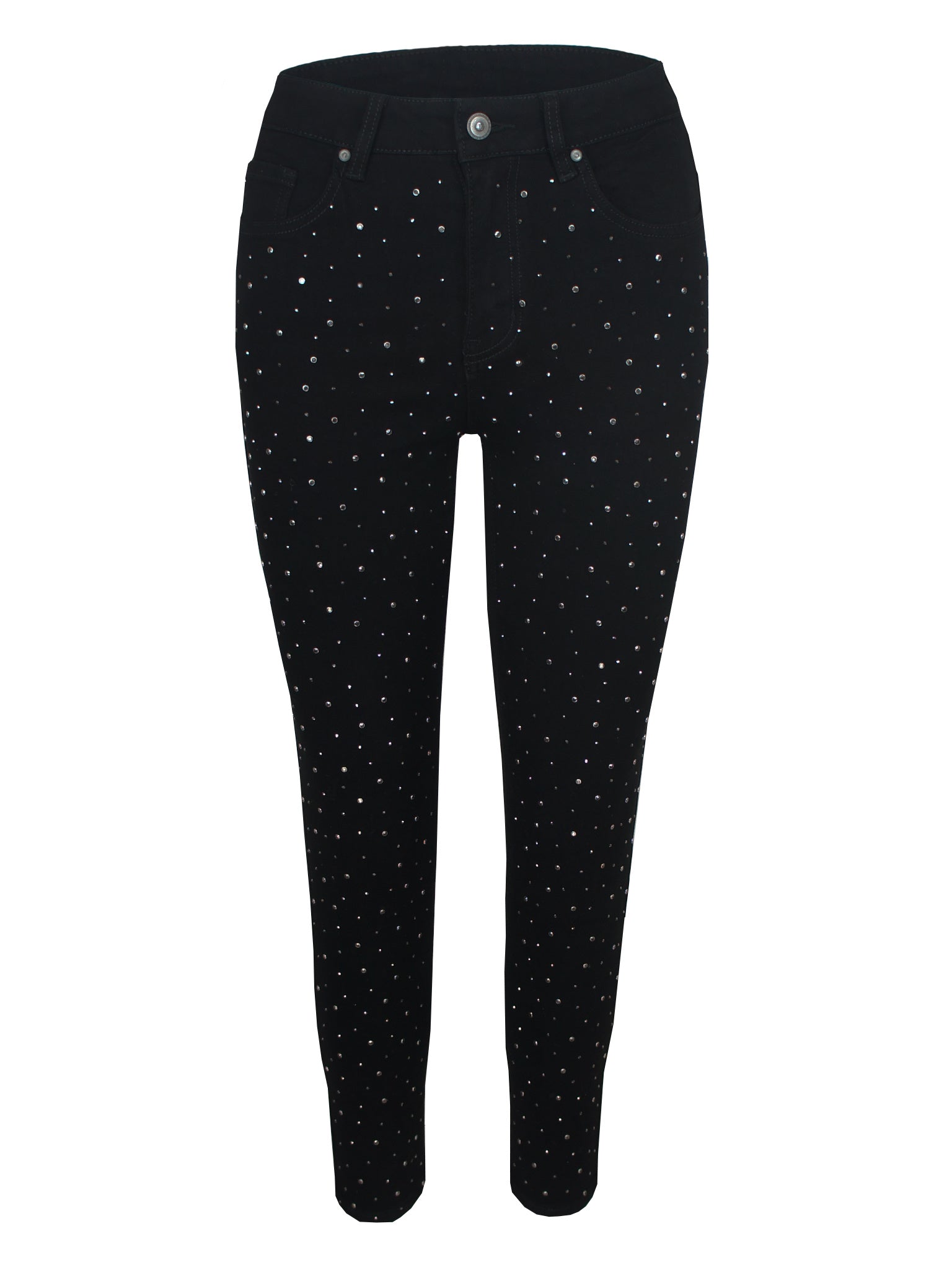 Stretch Jeans Strass Zwart