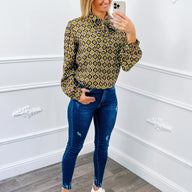 Strik Blouse Print Groen