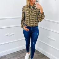 Strik Blouse Print Groen