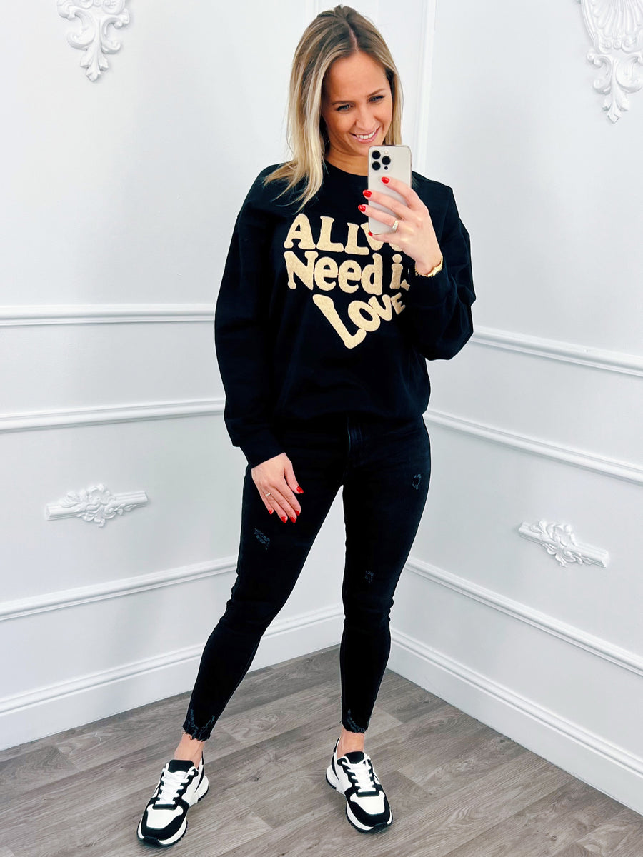 Sweater Zwart Love Beige