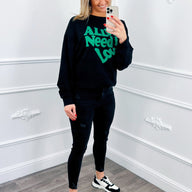 Sweater Zwart Love Groen