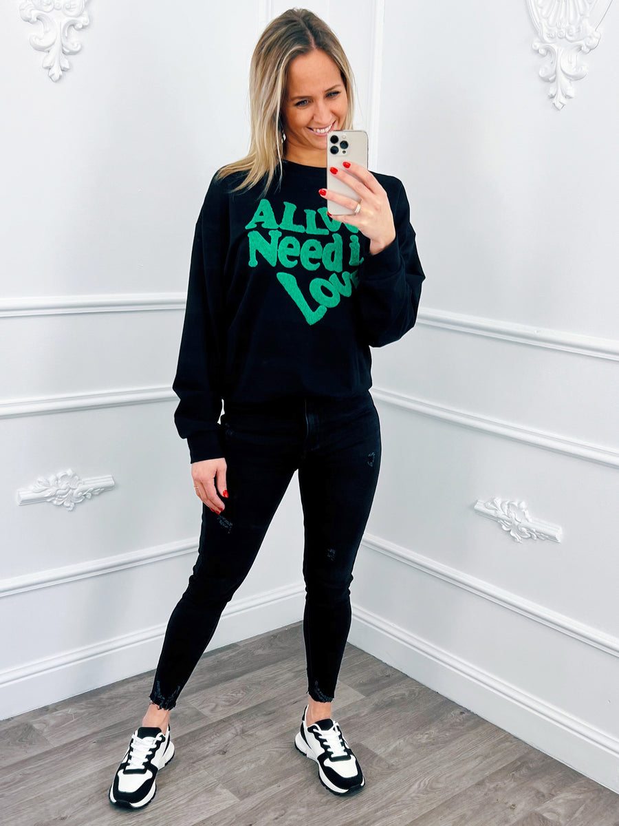 Sweater Zwart Love Groen